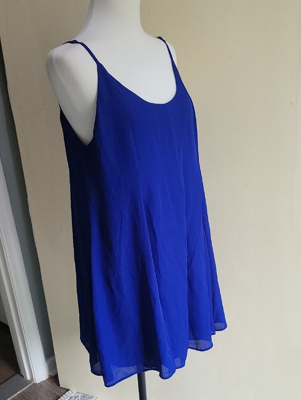 Mini Slip Dress, royal blue cobalt, Adjustable Spaghetti Straps Sz M, Y2K